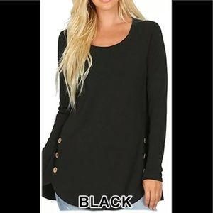 Women’s Plus Size Black Long Sleeve Round Neck Top
